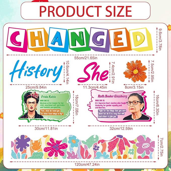 Women in History Bulletin Board Decorations - Aposwow Women’s History Month Classroom Decorations, Inspirational International Women's Day Paper Cutouts Set, School Office Wall Door Decor Supplies