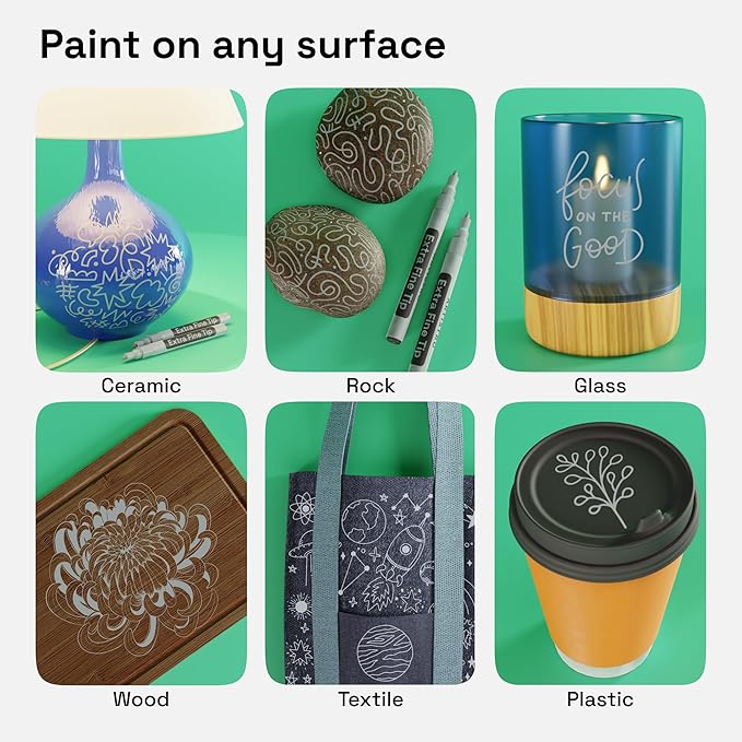 ARTISTRO 2 Gray Acrylic Paint Markers - 0.7mm Extra Fine-Tip Paint Pens - Perfect for Crafting, Art Projects, & More