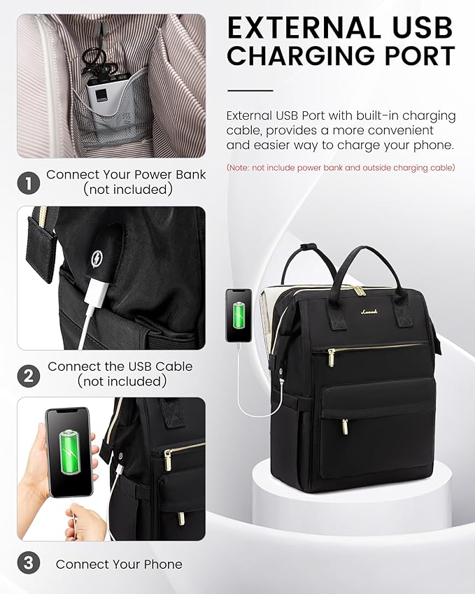 LOVEVOOK Laptop Backpack for Women, 17 Inch Work Teacher Nurse Bag with Laptop Compartment, Large Capacity Business Computer Backpack Purse with USB Port, Stylish Casual Daypack for Travel