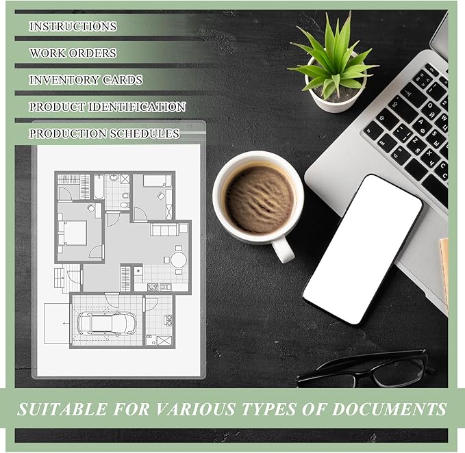 20 Pcs Heavy Duty Sheet Protectors 8.5 x 11 Inch Job Ticket Holder Waterproof Resealable Zip Page Wall Sign Holder Clear Dry Erase Document Sleeve Magazine Protector Vertical(13.2 x 8.75 Inch)