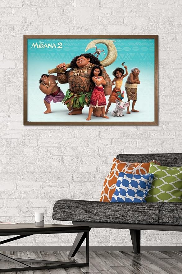 Disney Moana 2 - Group Wall Poster, 34L" x 22.4W", Bronze Framed Version