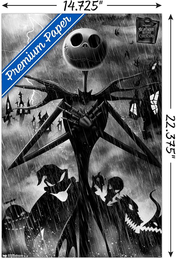 Trends International Disney Tim Burton's The Nightmare Before Christmas - Shadows Wall Poster, 22.4L x 14.7W, Premium Poster & Mount Bundle