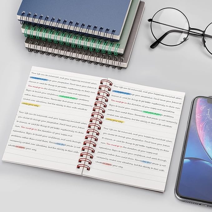 RETTACY Pocket Journal Notebook, 160 Lined Pages, A6 Mini Small Size (4.5" × 5.7"), for Work, Journaling, Writing, 100 GSM Thick Paper, Spiral-bound, Flexible Plastic Cover (Tiffani Blue)