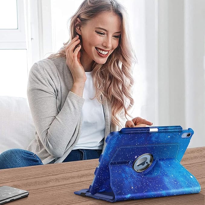 Fintie Rotating Case for iPad (A16) 11th Generation 11 Inch (2025), iPad 10th Generation 10.9 Inch (2022) - [Built-in Pencil Holder] 360 Degree Rotating Protective Stand Cover, Starry Sky