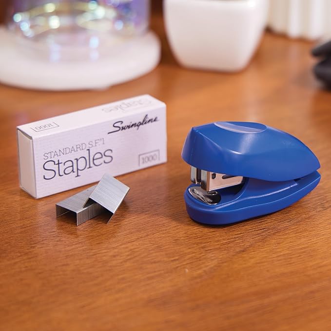 Swingline Mini Stapler, 12 Sheet Capacity, includes Built-In Staple Remover & 1000 Standard Staples, Tot, Blue (79172)