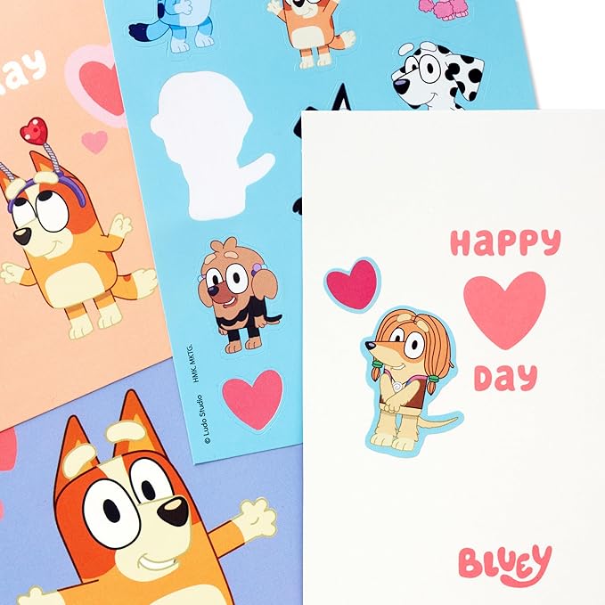 Hallmark Bluey Valentine's Day Cards and Stickers for Kids School (24 Classroom Valentines with Envelopes)
