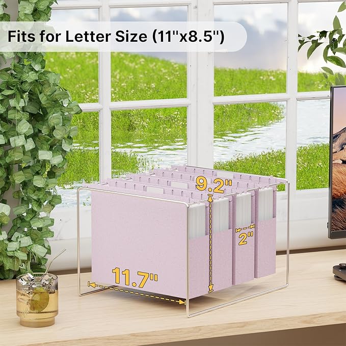 XINGIA Letter Size Hanging File Folders with Tabs,2'' Expansion,12 Pack Heavy Duty Wheat Straw Plastic Hanging Folder,Extra Capacity Filing Cabinet Folders,File Organizer for File Box(Morandi Purple)