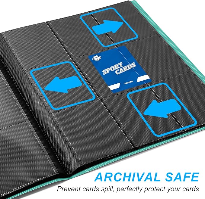 Trading Card Binder, Card Binder Album Folder Book Fit for MTG Baseball Football Sports Cards, Easy to Use Card Collection Binder (green, 360 Pockets)