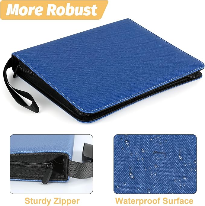 9 Pocket Card Binder, Premium Zip Trading Card Binder, 720 Double Sided Pocket PU Card Collection Binder, Collector Card Album, Card Folder for MTG, TCG, Sports Cards, Game Cards (Blue1)