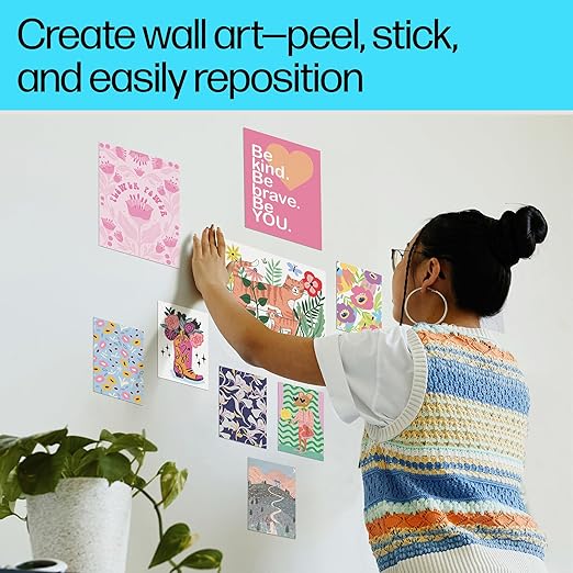 HP Picture Stickers 8.5x11in,25 sheets Self-Adhesive, Easily repositionable, Matte Photo Stickers. Print, Peel & Stick All Inkjet printers and craft cutters. (8L1U9A)