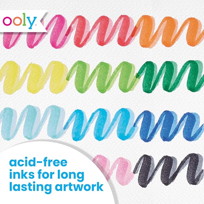 Ooly Dual Tone Double Ended Calligraphy Markers, 12 Brush Tip Markers, 24 Colors, Pens for Writing & Hand Lettering, Dual Tip Calligraphy Pens, Acid-Free Ink
