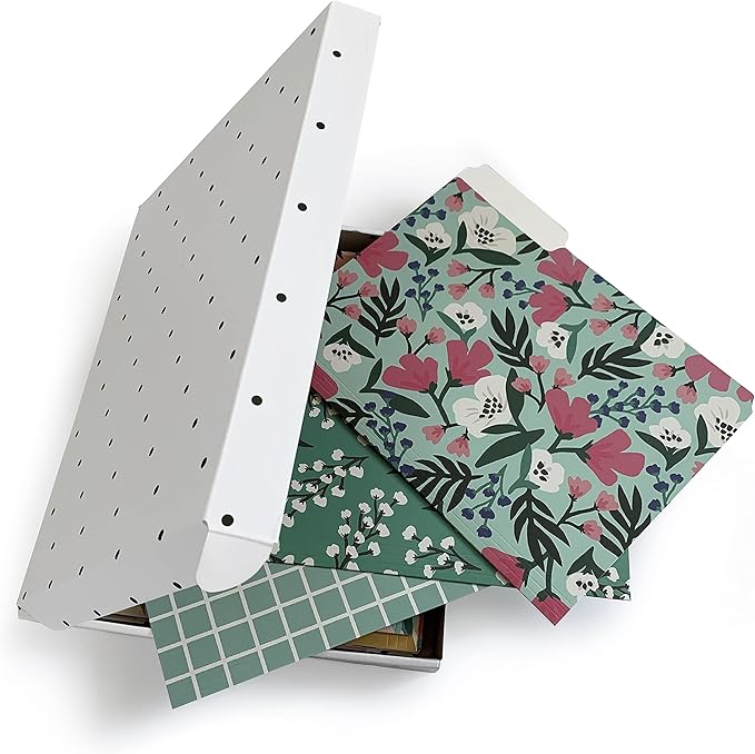 Cute File Folders, Set of 12 3-Tab Letter Size Decorative File Folders Boho Colored Manilla 8.5 x 11 Filing – Pretty Designer Home Office School Supplies (Blossom)