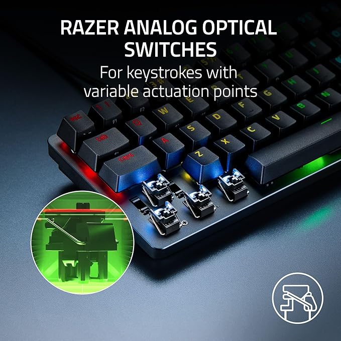 Razer Huntsman Mini 60% Gaming Keyboard: Analog Optical Switches - Rapid Trigger Mode - Chroma RGB Lighting - PBT Keycaps - Onboard Memory - Snap Tap - Classic Black