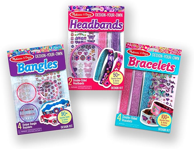 Melissa & Doug Design-Your-Own Jewelry-Making Kits - Bangles, Headbands, and Bracelets