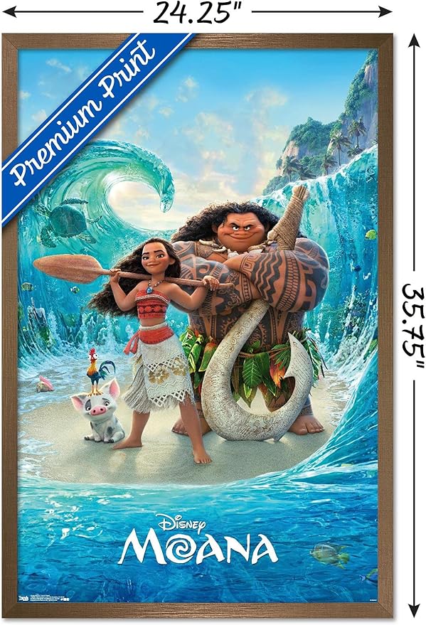 Disney Moana - Ocean Floor Wall Poster, 34L" x 22.4W", Bronze Framed Version