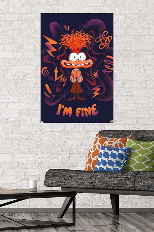 Disney Inside Out 2 - I'm Fine (Anxiety) Wall Poster, 34L" x 22.4W", Unframed Version