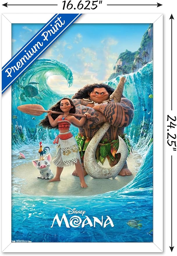 Disney Moana - Ocean Floor Wall Poster, 22.4L" x 14.7W", White Framed Version