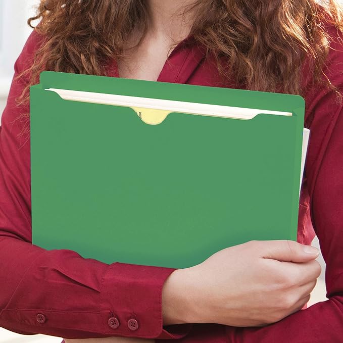 Smead File Jacket, Reinforced Straight-Cut Tab, 2" Expansion, Letter Size, Green, 50 per Box (75563) (Pack of 4)