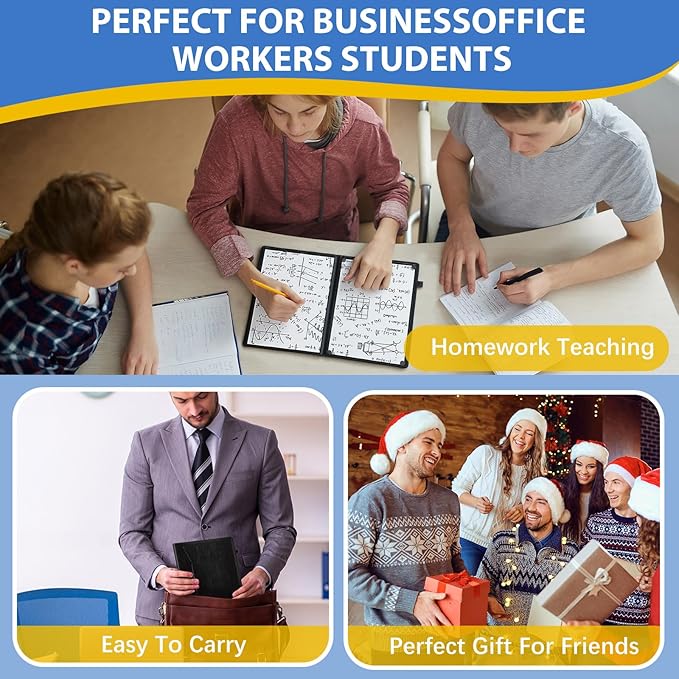 Feifeiya 6 Sides Dry Erase Notebook Portable Whiteboards Notebook 9"x6"(a5) Small Reusable Whiteboard Notepad Foldable Anti-ghosting Surface, Travel White Board for Office Study Meeting Planning