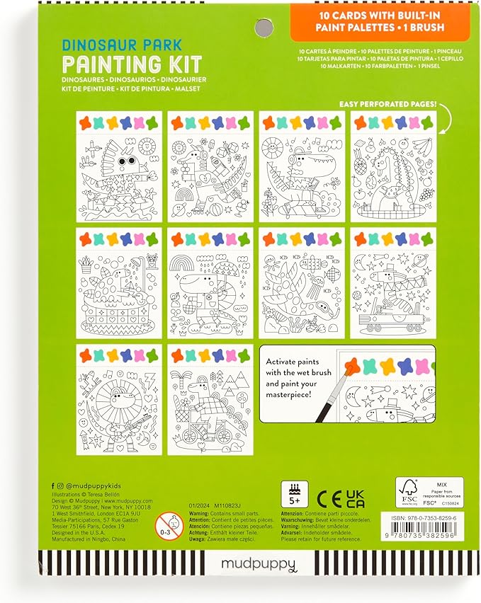 Mudpuppy Dinosaur Park – Painting Kit with Illustrations of Fun Dinosaur Designs for Children Ages 5 and Up