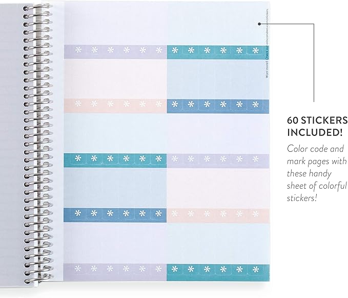 Erin Condren 7" X 9" Spiral Bound College Ruled Notebook - Mid Century Circles, 160 Lined Page Note Taking & Writing Notebook, 80Lb Thick Paper, Stickers Included