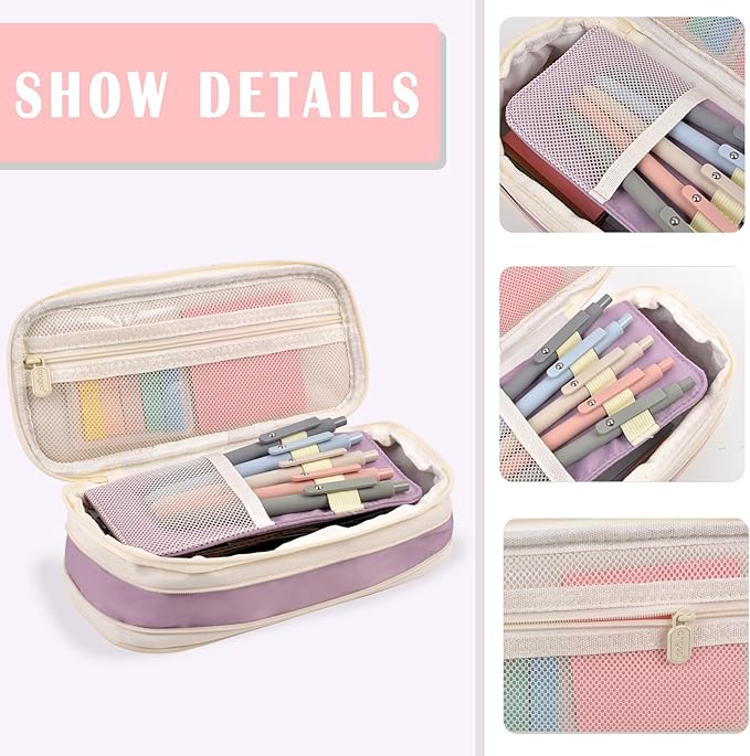 Aesthetic School Supplies with Pencil Pouch - 27Pcs Cute College Essentials Set, Big Capacity Pen Case, Pastel Highlighters, Bible Study Journaling Stationary, Annotation Kit Stuff Gift for Girls Teen