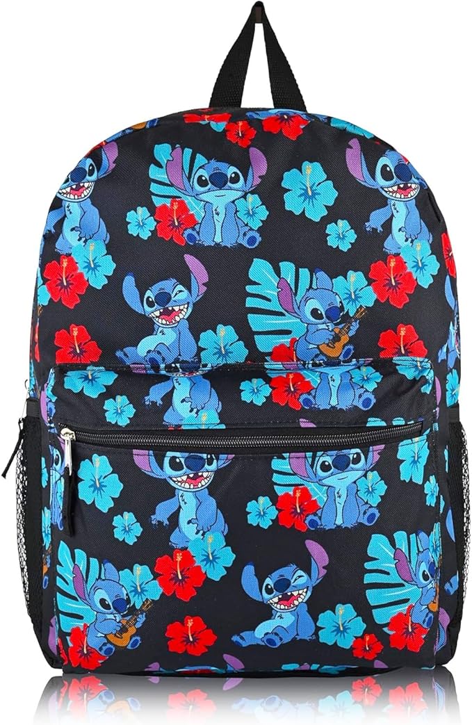 Disney Stitch Backpack and Lunch Bag for Girls - Bundle with 16" School Bag, Lunch Box, Water Bottle, Stickers, More | Lilo and Stitch Backpack with Lunchbox for Kids