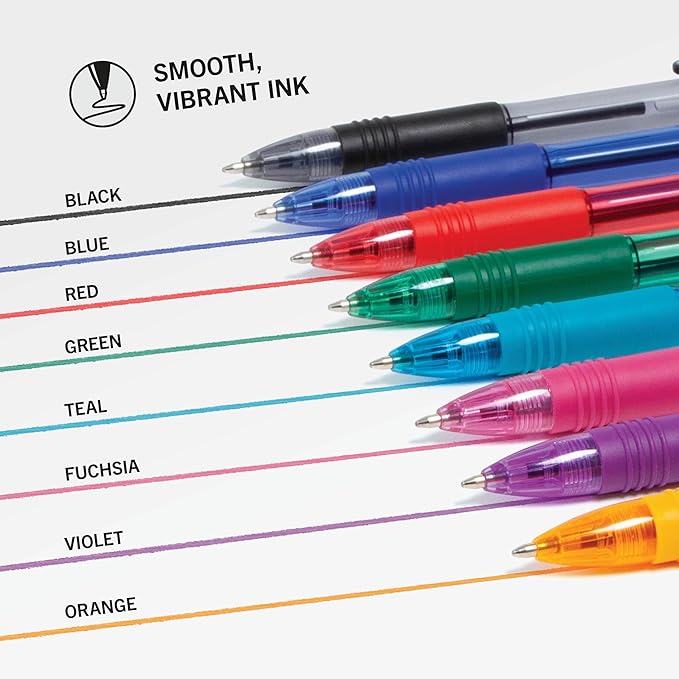 Zebra Pen Z-Grip Retractable Ballpoint Pen, Smooth-Flowing Assorted Fashion Colors, 1.0mm Medium Point, School & Office Supplies, Ideal for Note-Taking, Journal and Planner Use, 18-Pack (22208)