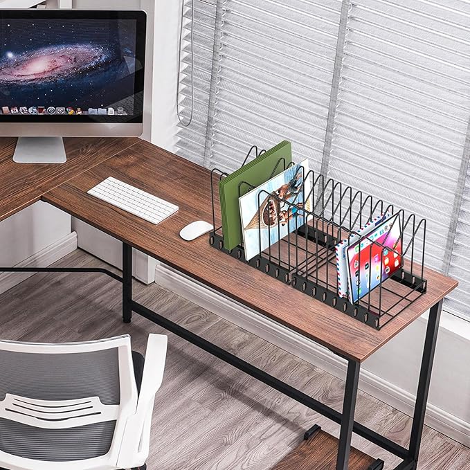 File Organizer for Desk,Clipboard Stand,Wire Caddy,Chopping Board Organizer,File Folder Holder/Rack,File Sorter,Desktop Record Holder,8 Sections Storage,Anti-Scratch/Rusty,Stable,Adjustable