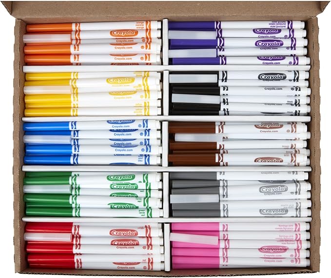 Crayola Fine Line Markers Classpack (200ct), Bulk Kids' Markers For Preschool, Kindergarten, Elementary School Classrooms, Teacher Classroom Must Haves