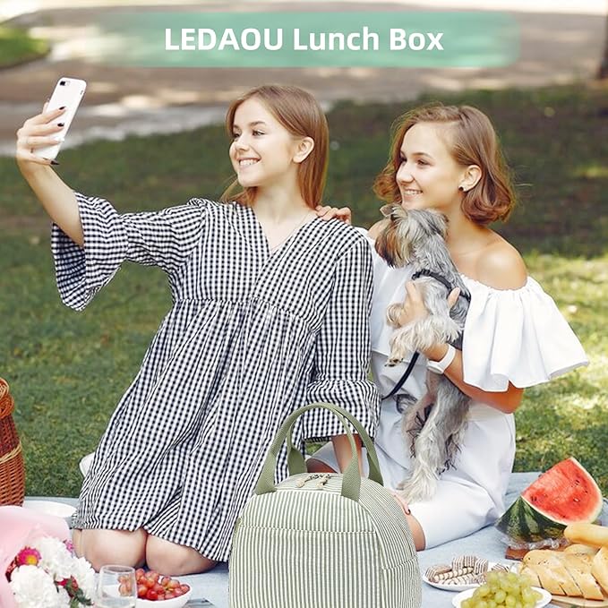 LEDAOU Lunch Box for Women Insulated Lunch Bag Lunch Tote Bags Leakproof Cooler Lunch Case for Travel Work Picnic