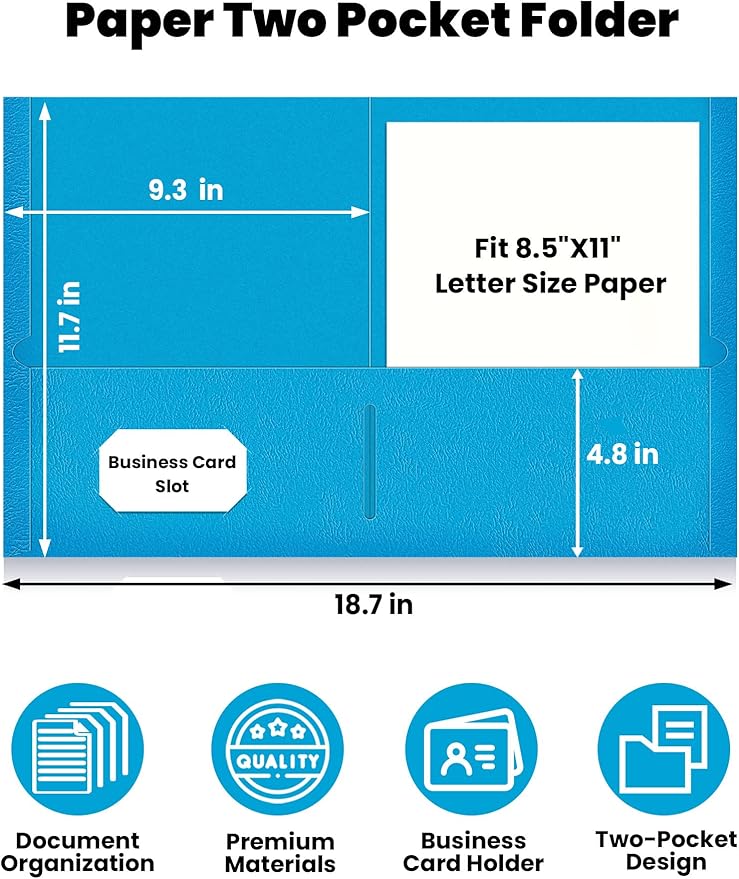 SUNEE Folders with Pockets(25 Pack, Assorted Colors), 2 Pocket Folders Fit Letter Size Paper, Paper File Folder for School Office Home Business