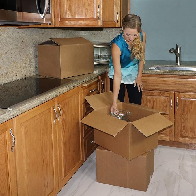 Amazon Basics Cardboard Moving Boxes for Packing and Shipping, Medium Size, 18" x 14" x 12", Brown, 10-Pack