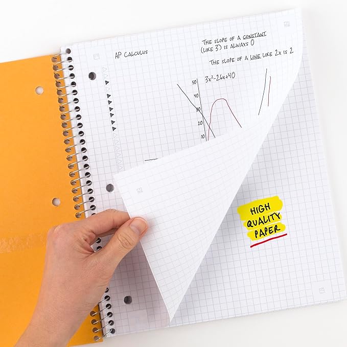 Five Star Spiral Notebook + Study App, 6 Pack, 1 Subject, Graph Ruled Paper, 8-1/2" x 11", 100 Sheets, Fights Ink Bleed, Water Resistant Cover, Assorted Colors (73549)