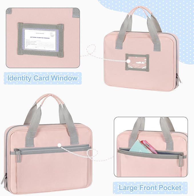 YARWO 2026 Upgraded Zipper Binder with 3 Pencil Pouches, Small File Organizer with Multi Pockets & Padded Sleeve Fits 13” iPad, Loose Leaf Paper, Name Card & Stationery for School, Office, Work, Pink