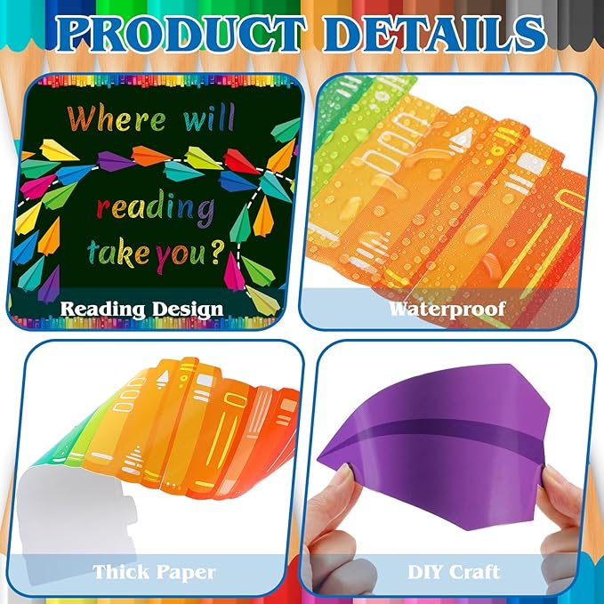Janlaugh 133 Pcs Classroom Reading Bulletin Board Set Colorful Planes for Bulletin Board Decorations Paper Cutouts for Teacher Classroom Library Back to School Decor Supplies
