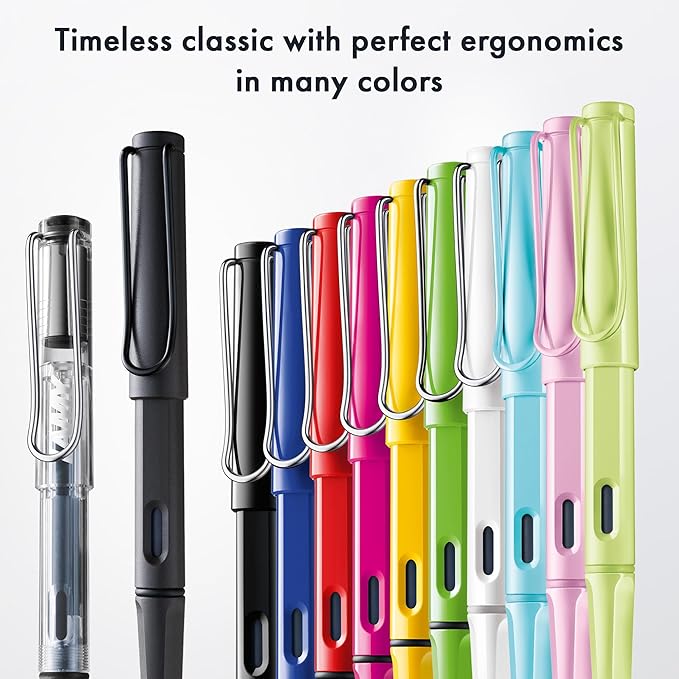 LAMY safari aquasky - Fountain Pen with ergonomic grip & polished steel nib in size EF - ideal for any Writing & Calligraphy - including LAMY T 10 blue cartridge - Right-Handed
