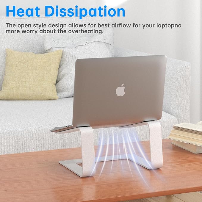 GleYo Laptop Stand for Desk Detachable Aluminum Computer Riser Portable Metal Notebook Webcam Stand Holder Compatible with MacBook Air, Pro, Dell, HP, Lenovo and All 10-16" Laptops, Silver
