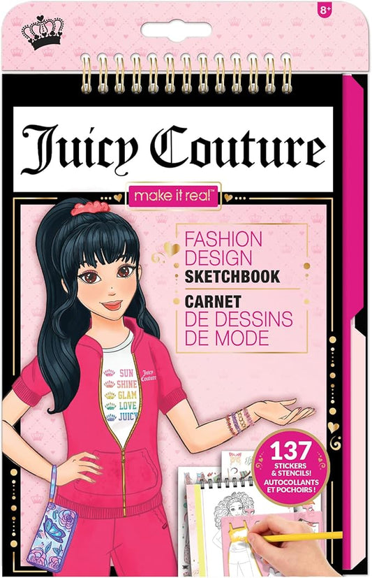 Make It Real Juicy Couture: Fashion Design Sketchbook, Includes 137 Stickers & Stencils, Draw Sketch & Create, Fashion Coloring Book, Tweens & Girls, Kids Ages 6+
