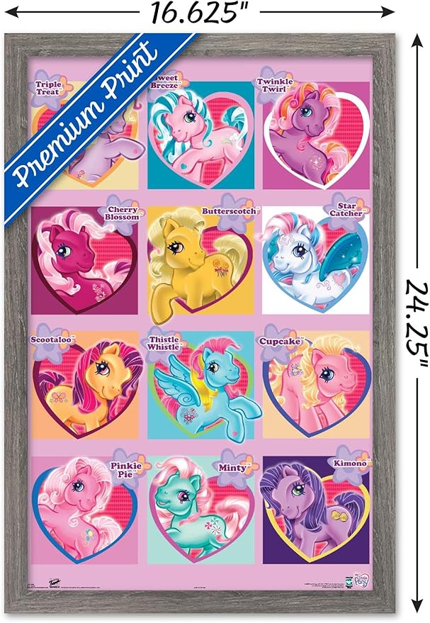 Trends International Hasbro My Little Pony - Chart Wall Poster, 14.725" x 22.375", Barnwood Framed Version