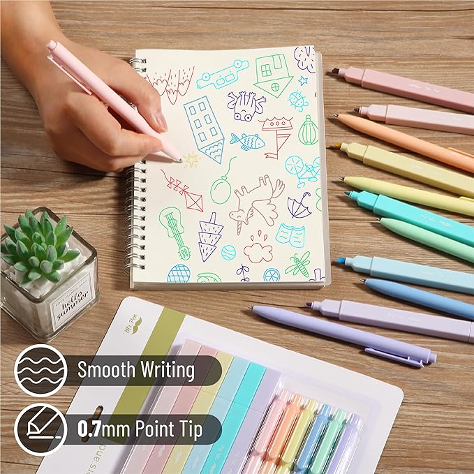 Mr. Pen- Dual Tip Aesthetic Highlighters and Gel Pens, 12 Pack, Pastel Colors Bible Highlighters No Bleed