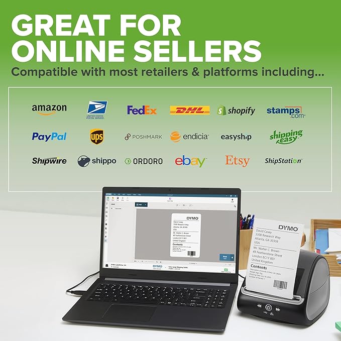 DYMO LabelWriter 5XL Label Printer Bundle Prints Extra-Wide ShippingLabels (UPS USPS) from Amazon eBay and More Perfect for eCommerce Sellers Includes 5 Extra-Large Shipping Labels (1100 Total)