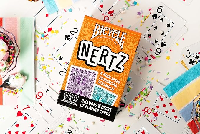Bicycle Nertz Card Game (Solitaire) , 8 Decks of Jumbo Index Playing Cards, Fast-Paced Multiplayer Family Card Game for Kids and Adults, Classic Bicycle Cards, Up to 8 Players