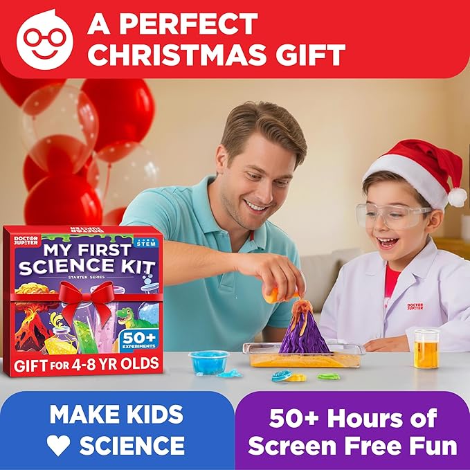 Doctor Jupiter My First Science Kit for Kids Ages 4-5-6-7-8 | Easter, Birthday Gift Ideas for 4+ Year Old Boys & Girls | Toy Stem Kit with 50+ Experiments | Learning & Educational Projects