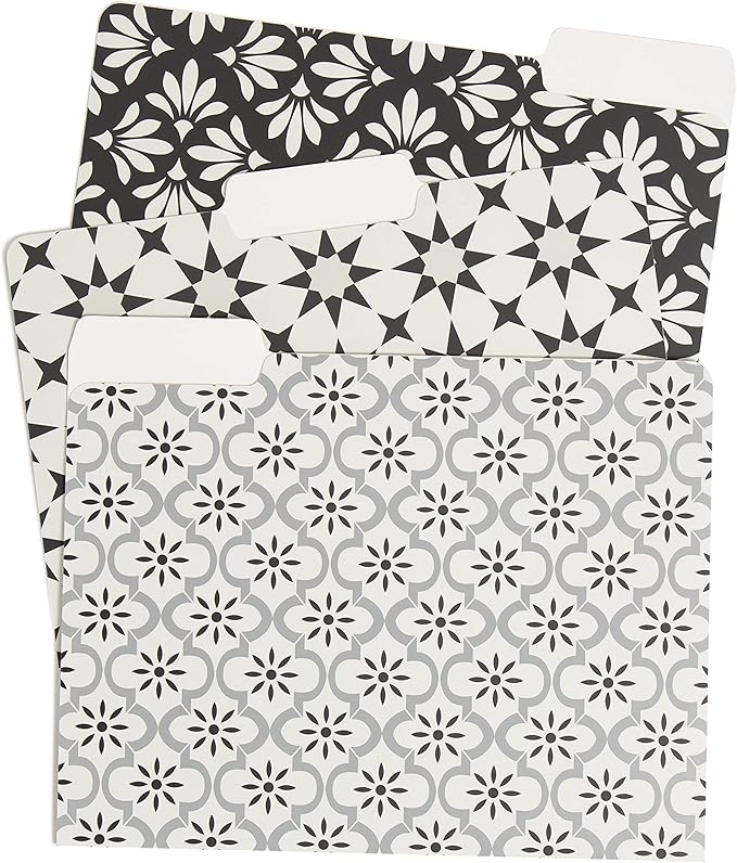 U Brands Fashion File Folders, 9 Count, 1/3-Cut Tabs in Assorted Positions, Letter Size, Office Supplies (Moroccan)