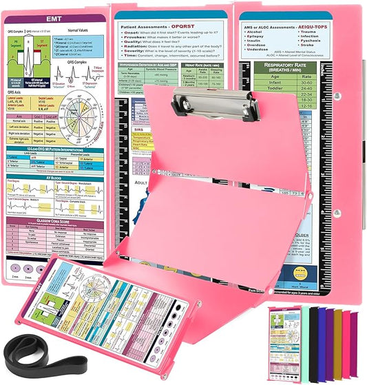 Nursing Clipboard EMT Edition - 3 Layers Aluminum Foldable Nurse Clipboard Nursing Student Essentials - Foldable Clipb oard Nursing Trifold Nursing School Essentials