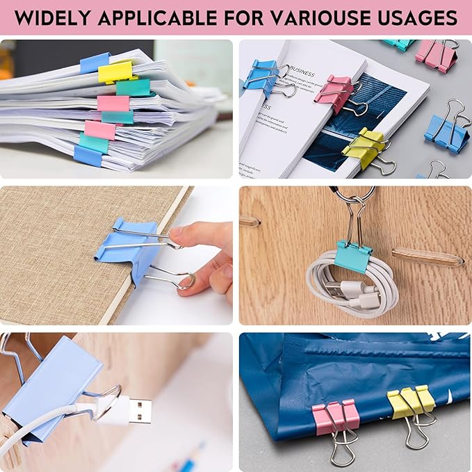 Medium Binder Clips, 25pcs 1.25 Inch Binder Clips Set in Vibrant Colors, Quality Tempered Steel Paper Clips for Office, Home, School, Crafts, Office Supplies Paper Clamps