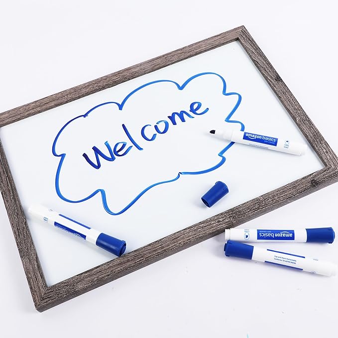 Amazon Basics Dry Erase Whiteboard Markers, Chisel Tip, Low-Odor, Blue, 12-Pack, For Drawing, Sketching and Writing