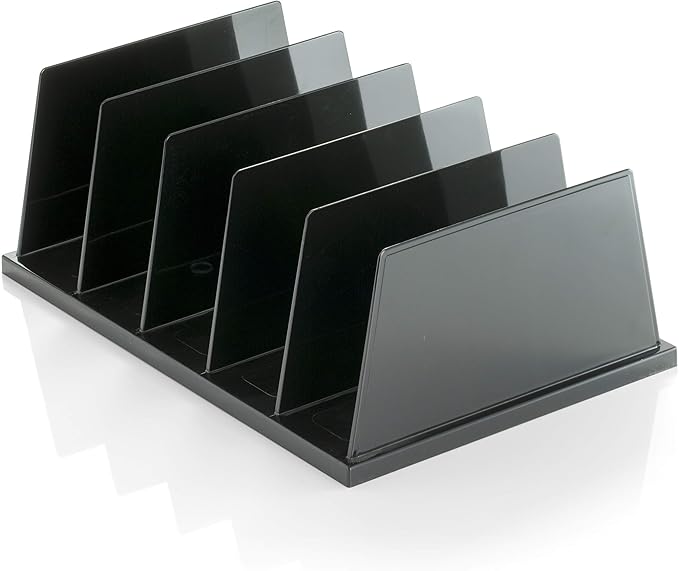 Officemate Recycled Large Standard Sorter, 5 Compartments, 13.5 x 9 x 5 Inches, Black (26192)