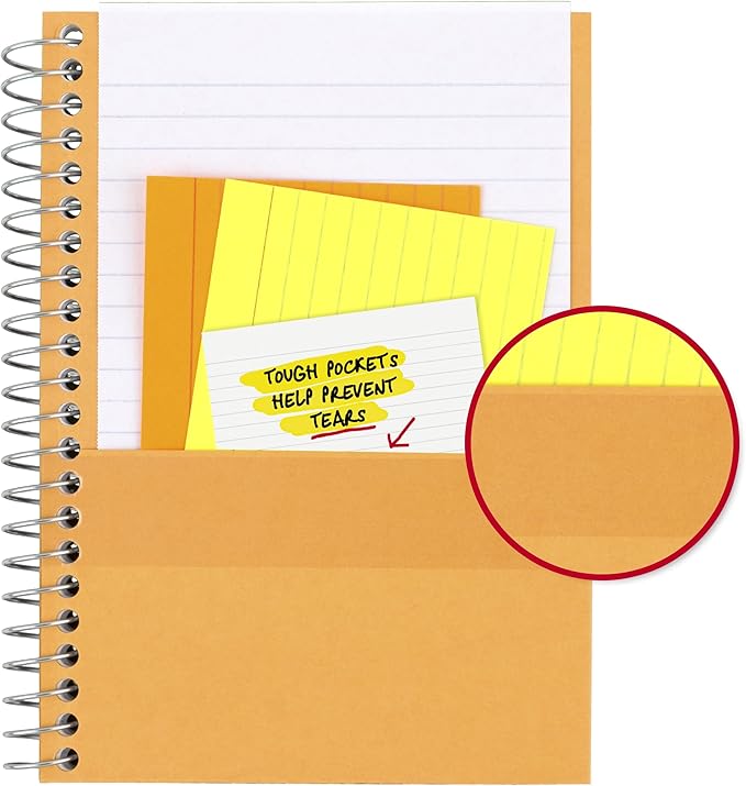 Five Star Spiral Notebook, 1 Subject, College Ruled Paper, 4-3/8" x 7", Personal Size, 80 Sheets, Fights Ink Bleed, Water Resistant Cover, Sedona Orange (450048CD1-ECM)